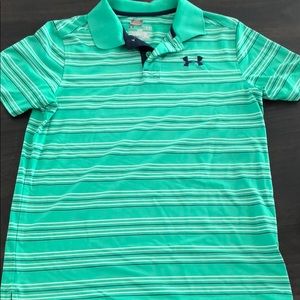 Green striped under armor golf shirt